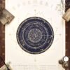 2027 astronomical calendar screen-printed in gold and deep-blue inks on textured cream paper
