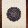 A2 Ephemeris 2027 astronomical calendar with circular celestial chart, Moon phases and gold screen-printed details.